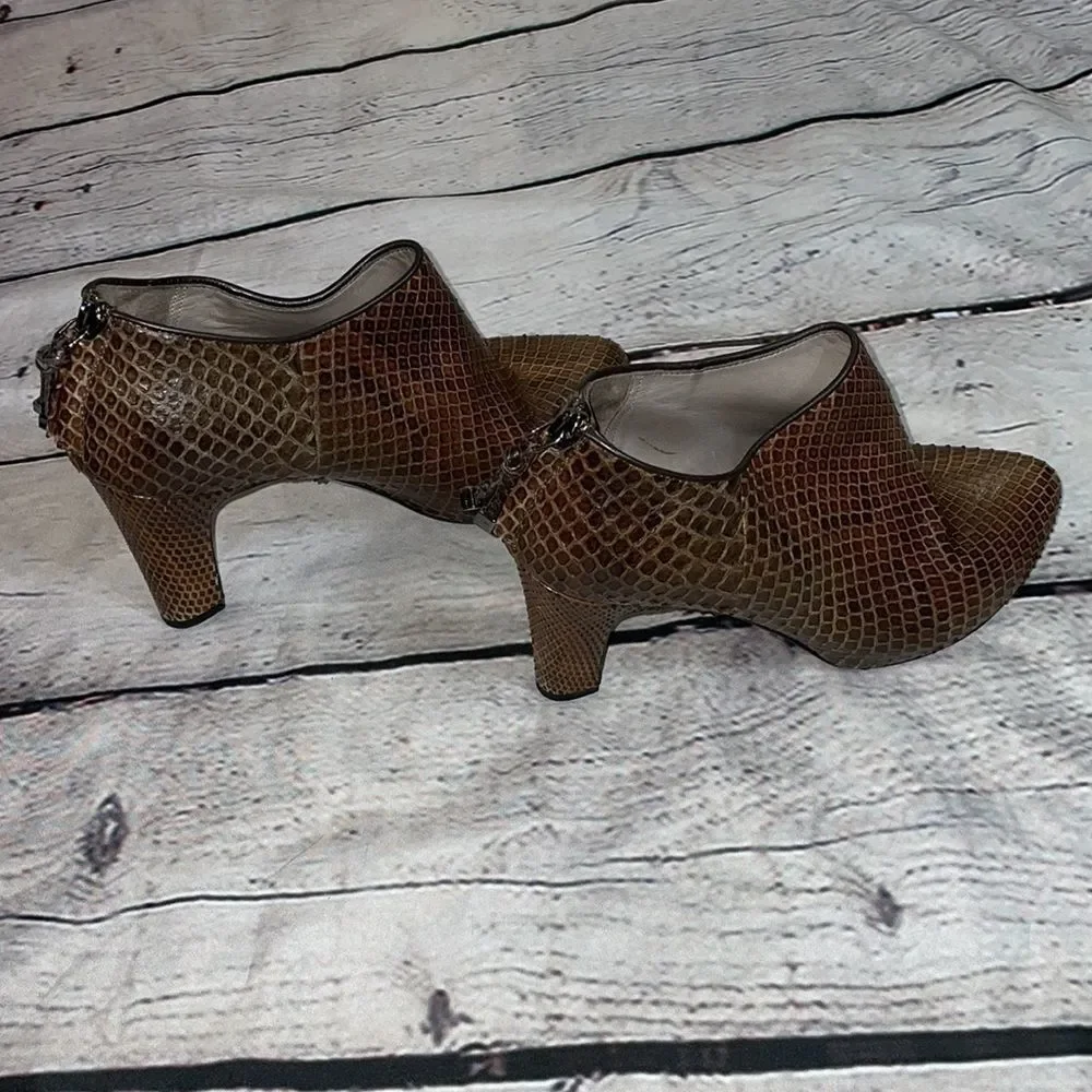 Brown Devi Kroell Snakeskin Booties - Picture 7 of 12